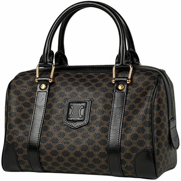 Celine Macadam Pattern Mini Canvas Handbag Black Brown - Picture 1 of 6